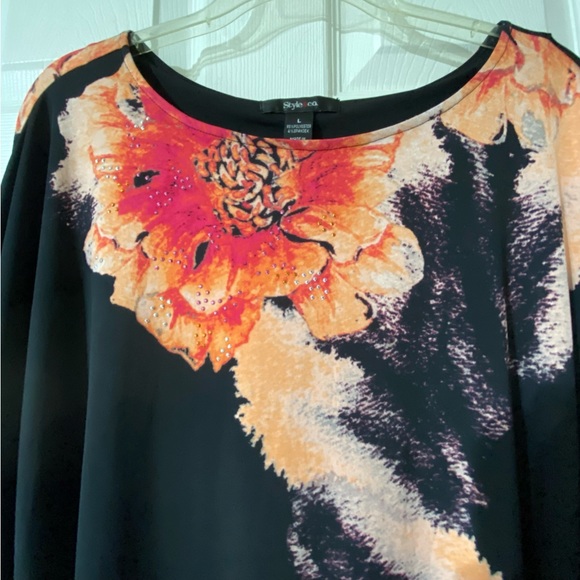 Style&co Women’s Floral Tunic Hot Pink, Peach & Black Size Large- NWOT - Picture 5 of 7